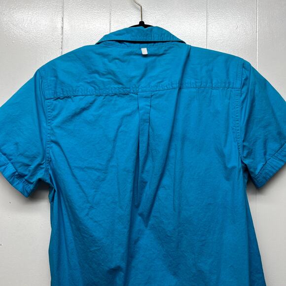 Paper Denim & Cloth Button Down Short Sleeve Women's Blue Shirt Size Medium Slim - Picture 7 of 13